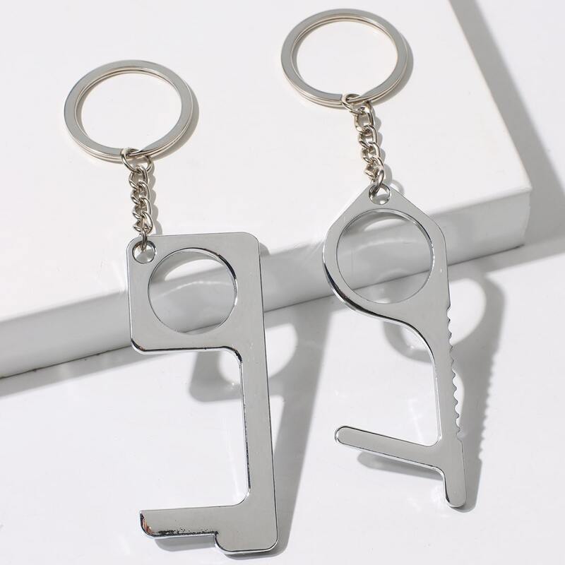

2pcs Hollow Out Metal Charm Keychain, Silver