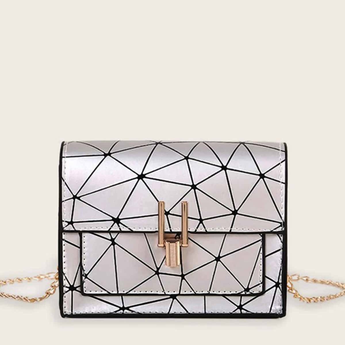 

Geo Chain Crossbody Bag, Silver