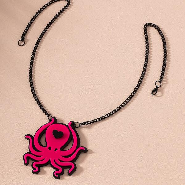 

Octopus Charm Necklace, Multicolor