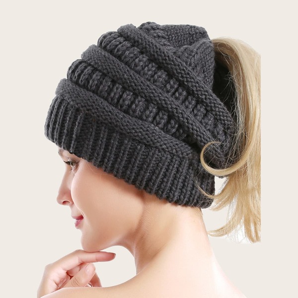 

Plain Knitted Hat, Dark grey