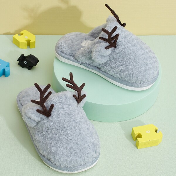 

Toddler Girls Cartoon Design Fluffy Slippers, Baby blue