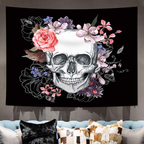 

Skull Print Tapestry, Multicolor