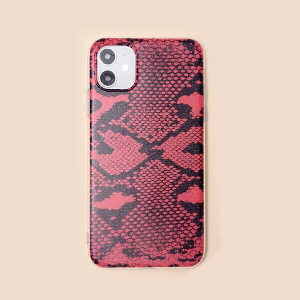 

Чехол для iPhone с змеиным принтом, Красный