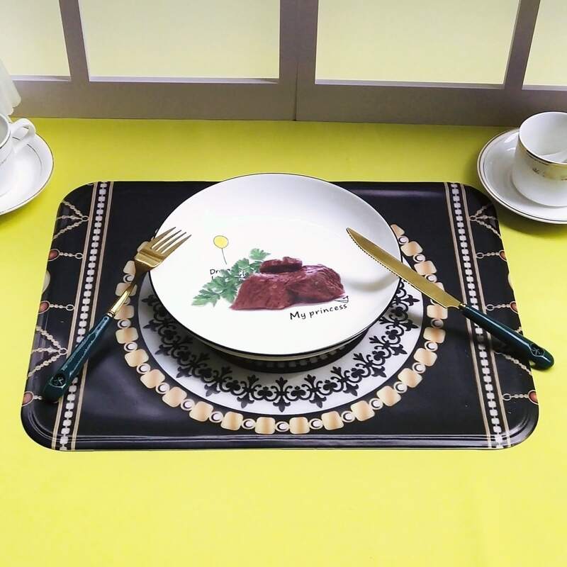 

1pc Vintage Pattern Placemat, Black