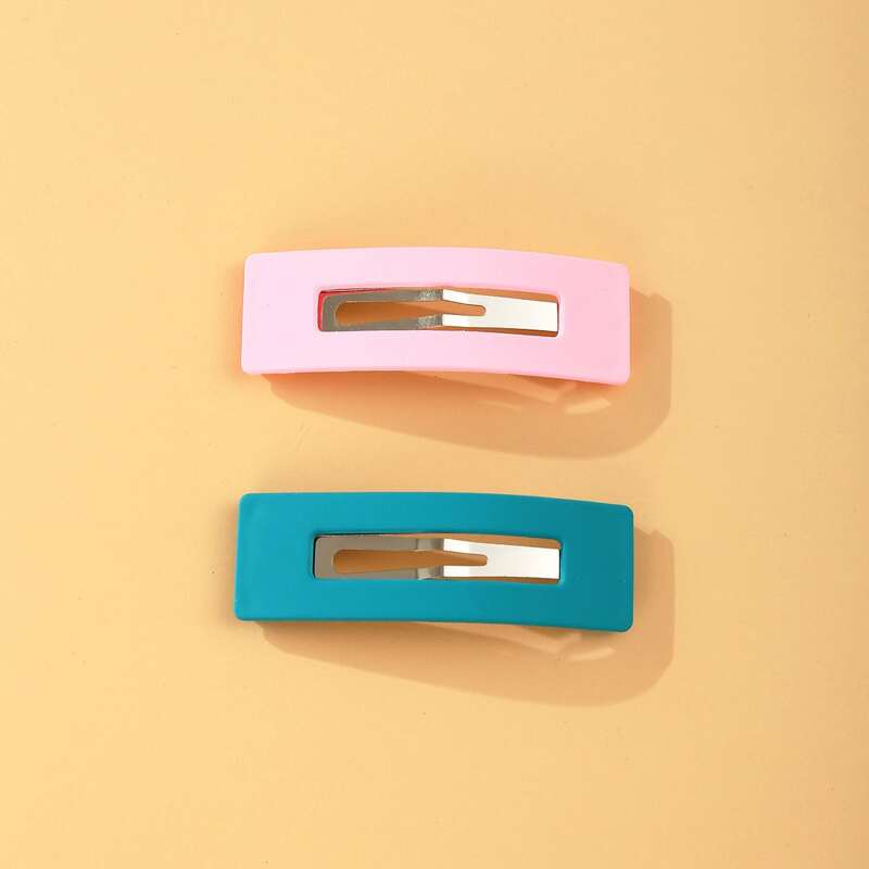 

2pcs Square Hair Clip, Multicolor