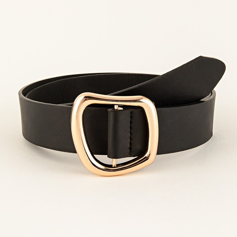 Geometric Buckle Belt, Black