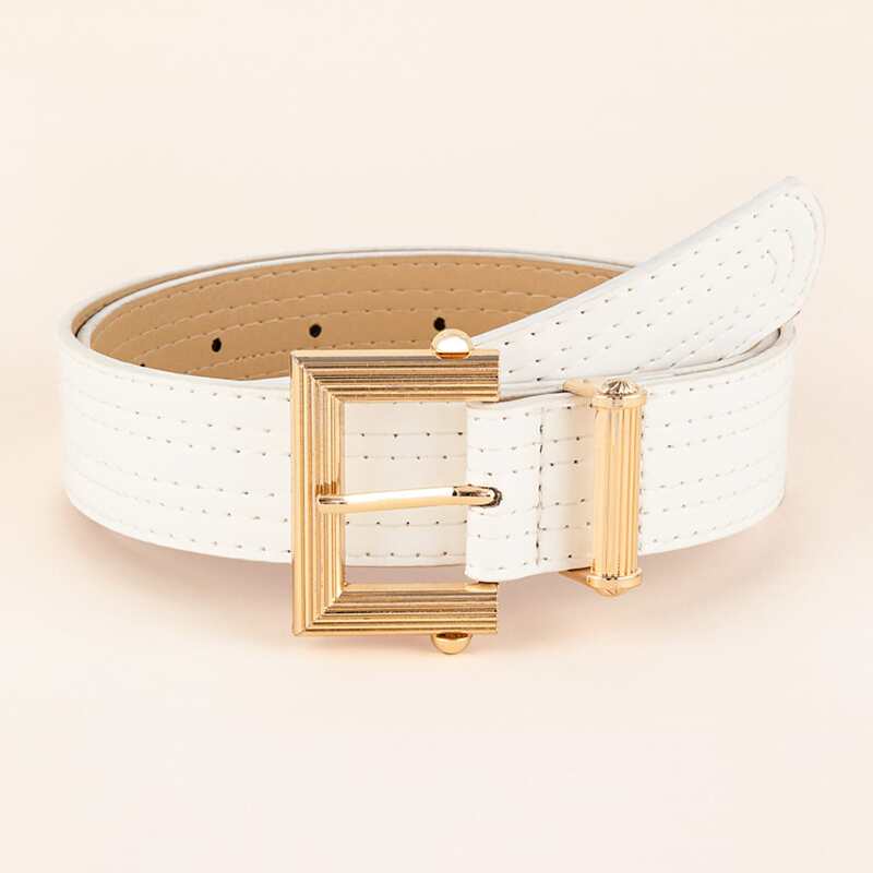

Geometric Buckle Belt, White