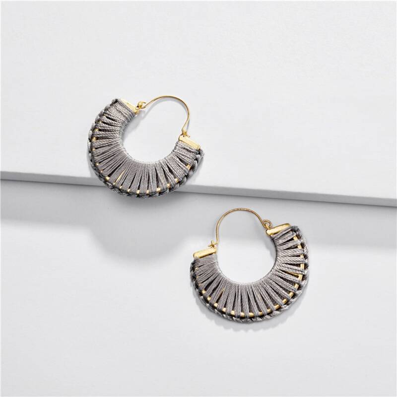 

Geometric Hoop Earrings, Grey