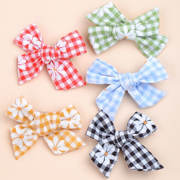 

5pcs Baby Gingham Pattern Headband, Multicolor