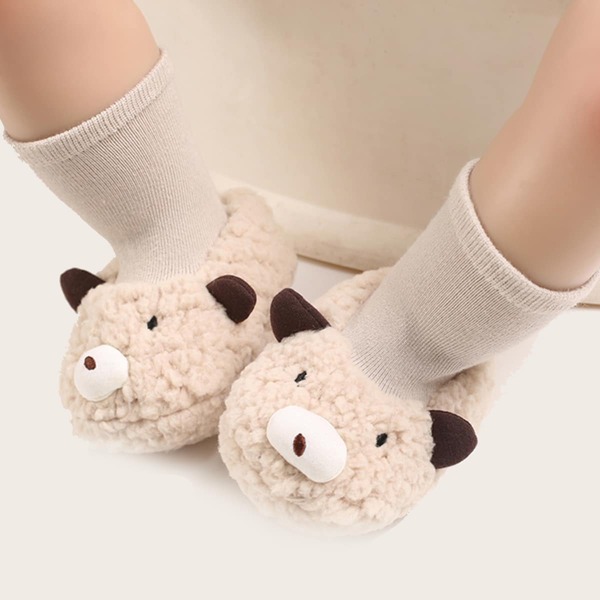

Baby Boys Cartoon Decor Flats, Apricot