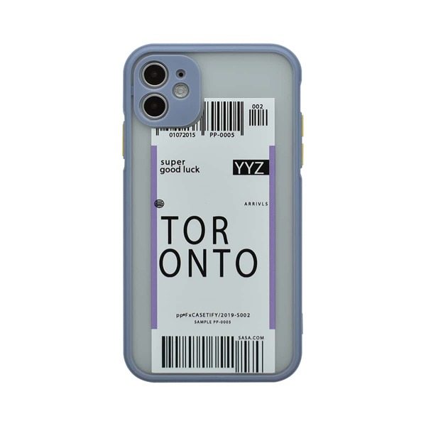 

Ticket Pattern Contrast Frame iPhone Case, Blue