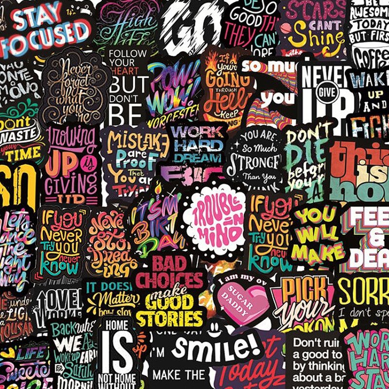 

50pcs Letter Graphic Sticker, Multicolor