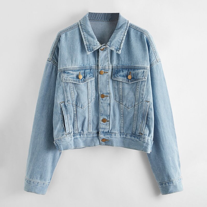 

Flap Pocket Button Up Denim Jacket, Light wash
