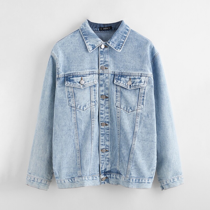 

Light Wash Button Front Denim Jacket