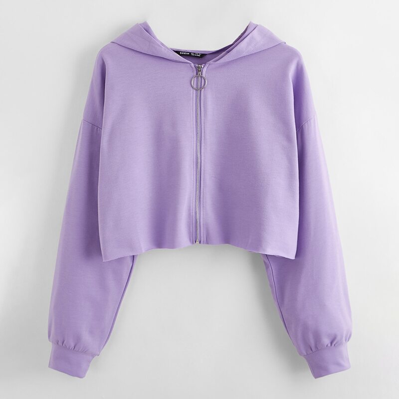 

O-ring Zip-up Hooded Sweatshirt, Lilac purple
