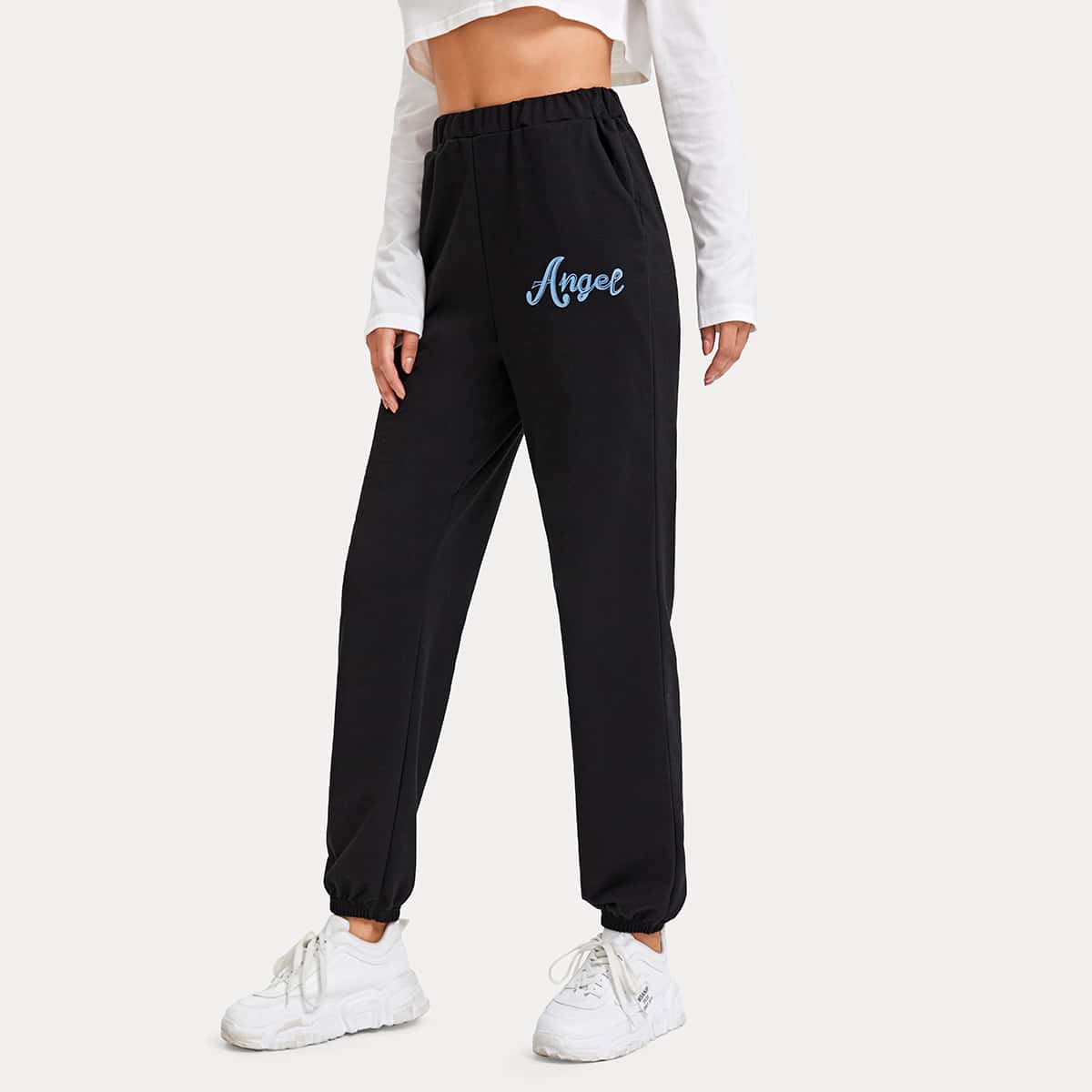 

Letter Graphic Sweatpants, Black