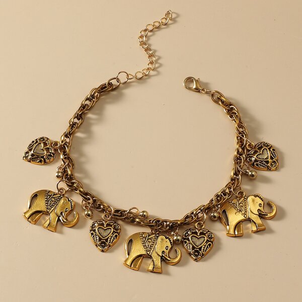 

Elephant Charm Bracelet, Bronze