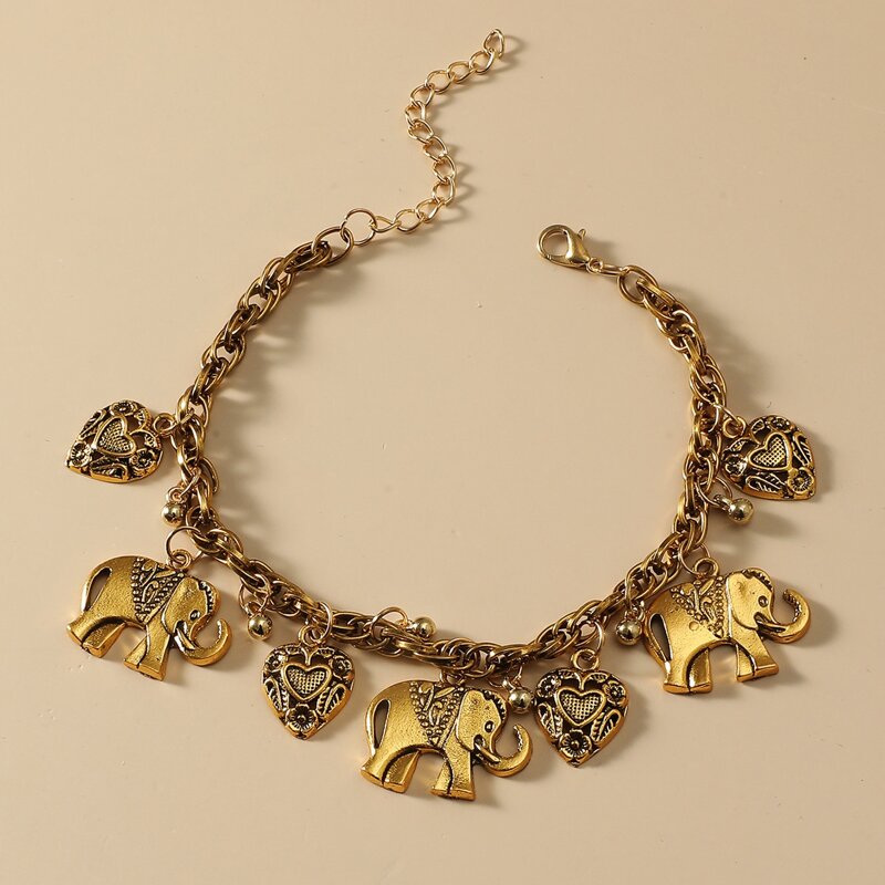 

Elephant Charm Bracelet, Bronze