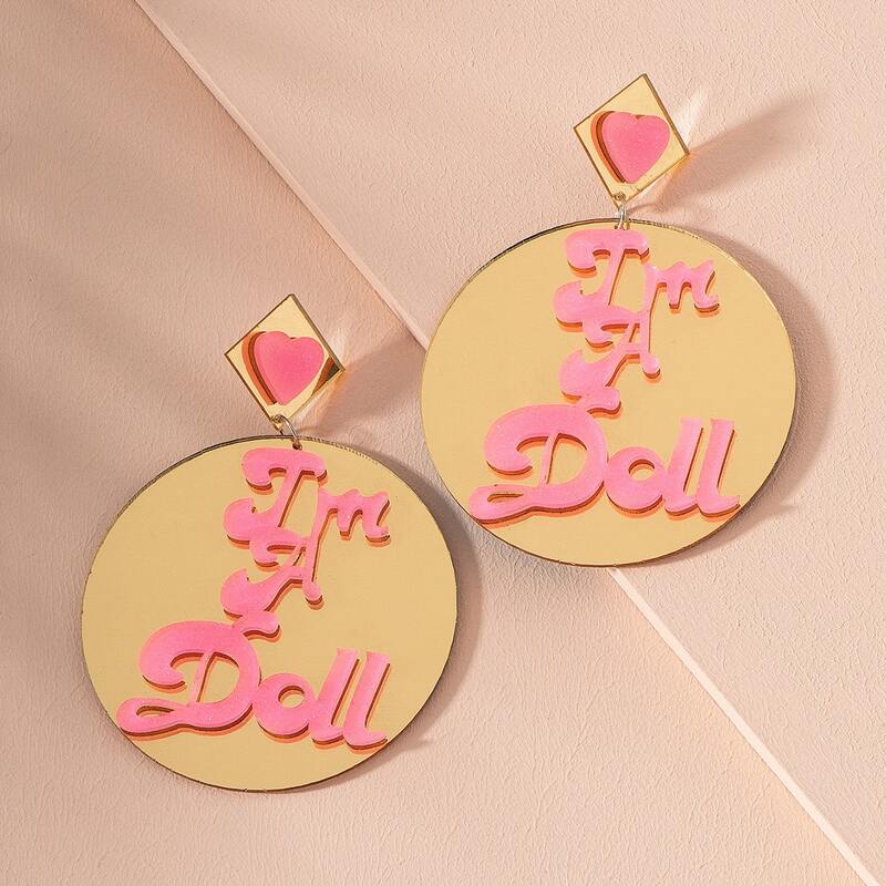 

Letter Design Round Drop Earrings, Multicolor