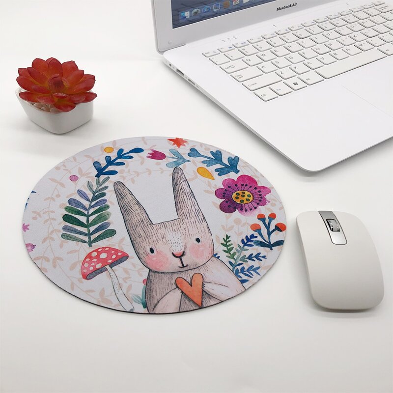 

Rabbit Pattern Round Mouse Pad, Multicolor