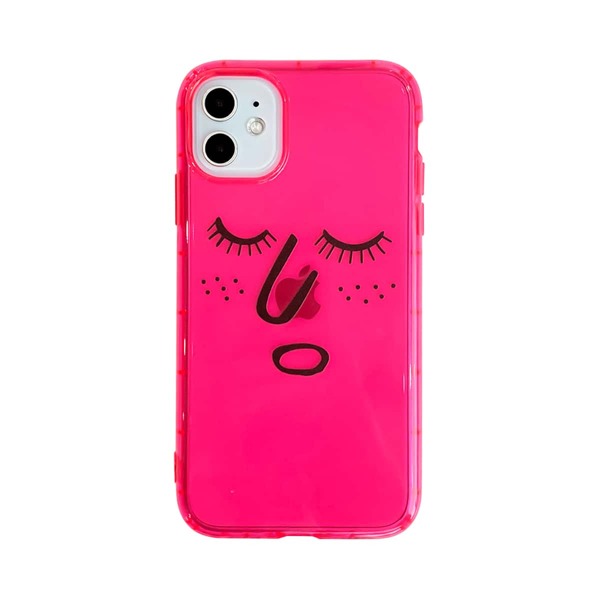 

Прозрачный чехол для iPhone с мультипликационным рисунком, Ярко-розовый
