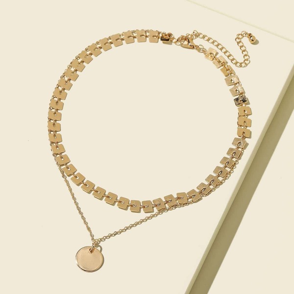

Disc Decor Layered Necklace, Gold