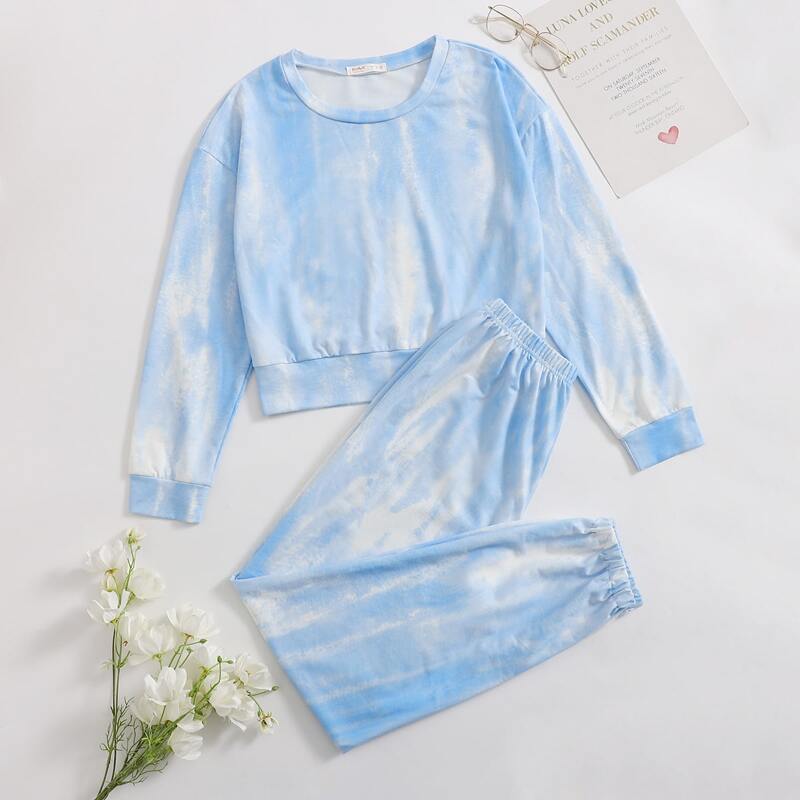 

Tie Dye Lounge Set, Baby blue