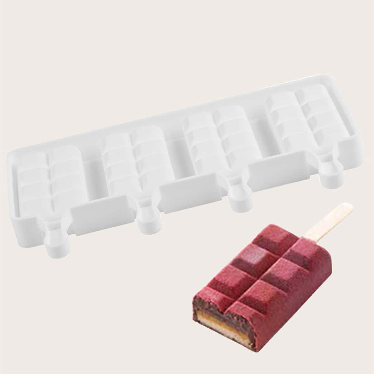 

1pc 4 Grid Popsicle Mold, White