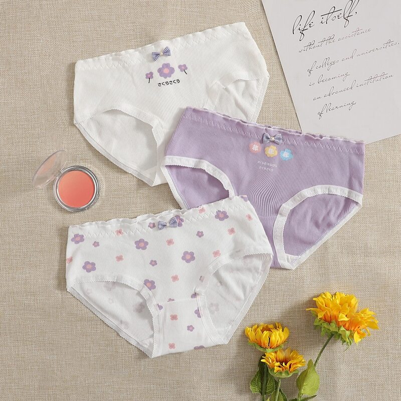 

3pack Rib Bow Detail Panty Set, Multicolor