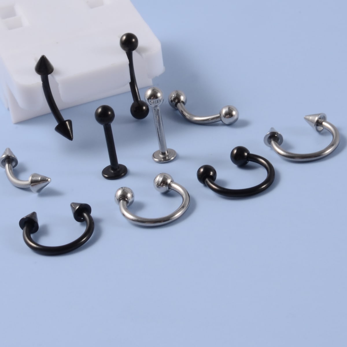 Image of 10pcs Men Stainless Steel Jewelry Set