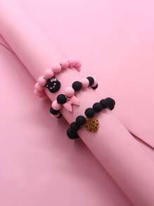 3pcs Toddler Girls Heart Charm Bracelet - Multicolor - View 1