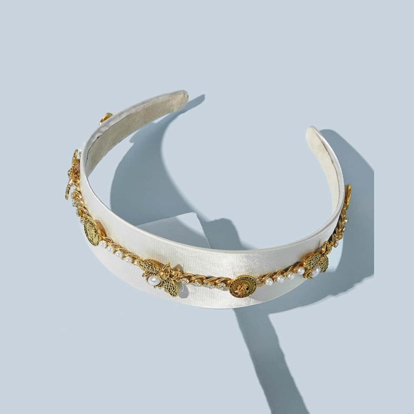 

Faux Pearl & Bee Decor Hair Hoop, White