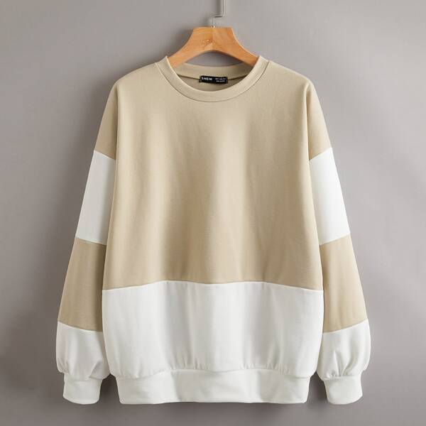 

Drop Shoulder Color Block Pullover, Multicolor
