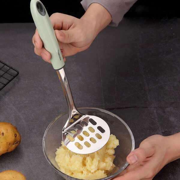 

1pc Stainless Steel Potato Masher, Green