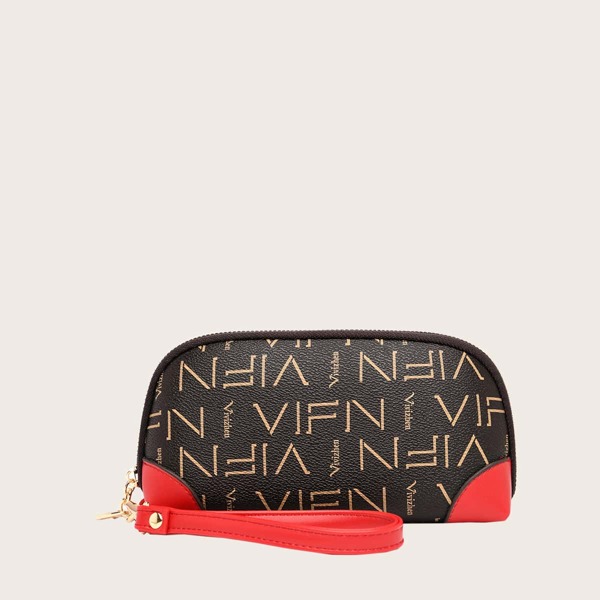 

Letter Graphic Clutch Bag With Wristlet, Brown