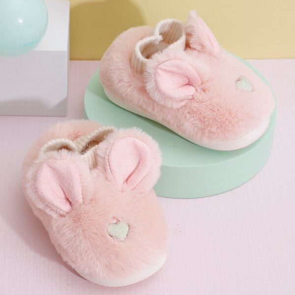 

Toddler Girls Cartoon Design Fluffy Slippers, Pink