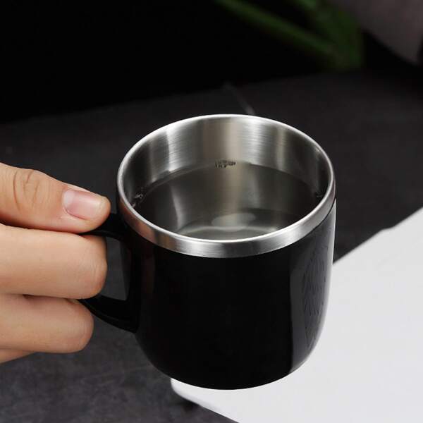 

1pc Stainless Steel Milk Cup, Black