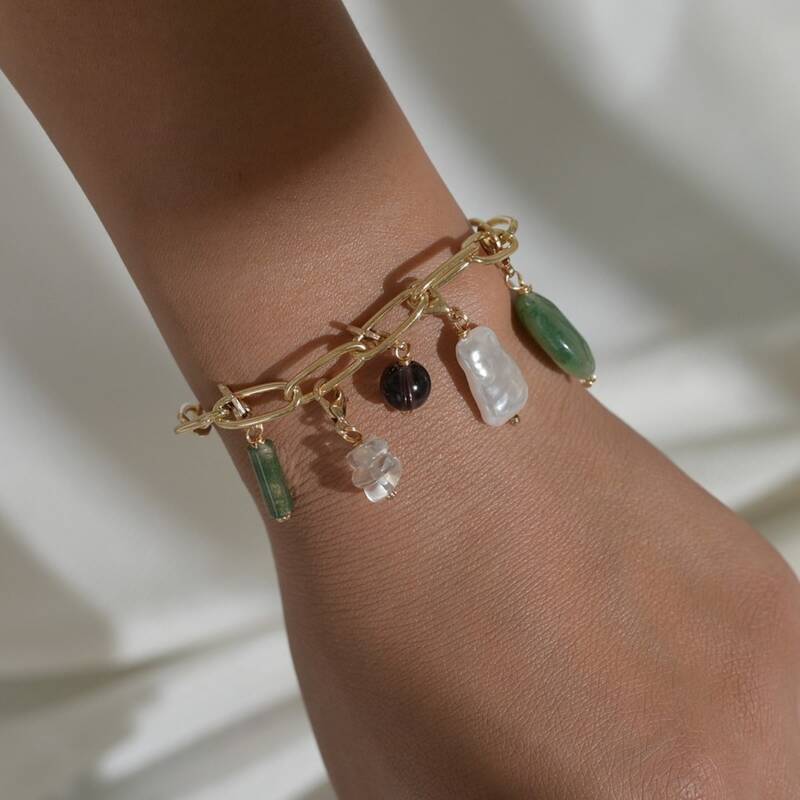 

Faux Pearl Charm Bracelet, Gold