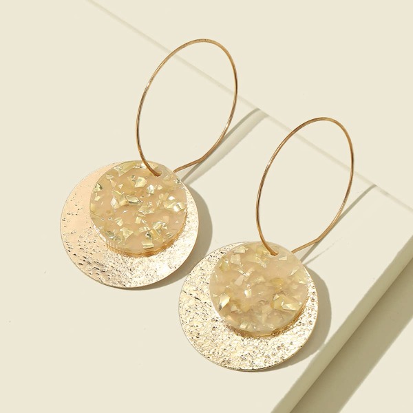 

Disc Decor Drop Earrings, Gold