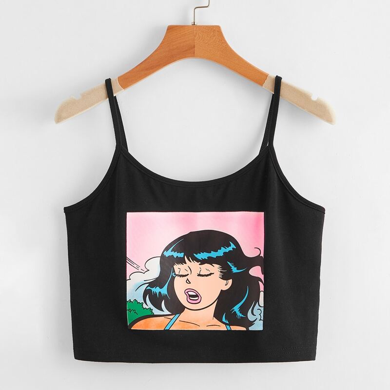 

Figure Graphic Crop Cami, Black