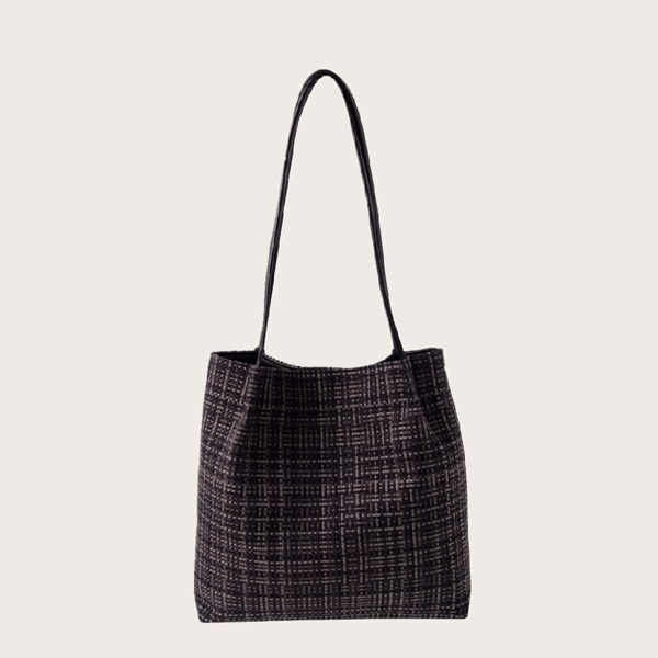 

Tweed Tote Bag, Black