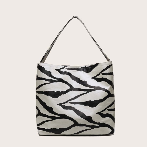 

Two Tone Tote Bag, Black and white