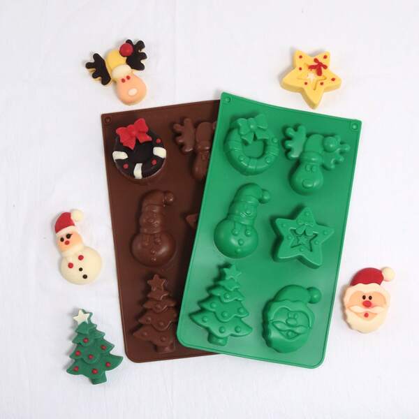 

1pc Random Christmas Pattern Chocolate Mold, Green