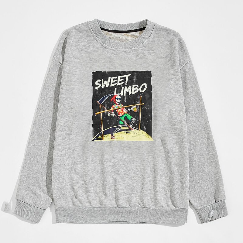 

Guys Letter Skull Graphic Sweatshirt, Light grey