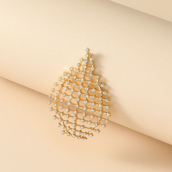 

Hollow Out Rhinestone Decor Earrings, Gold