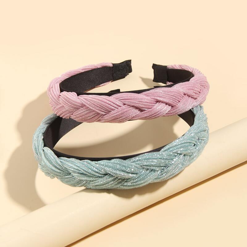 

2pcs Solid Twist Hair Hoop, Multicolor