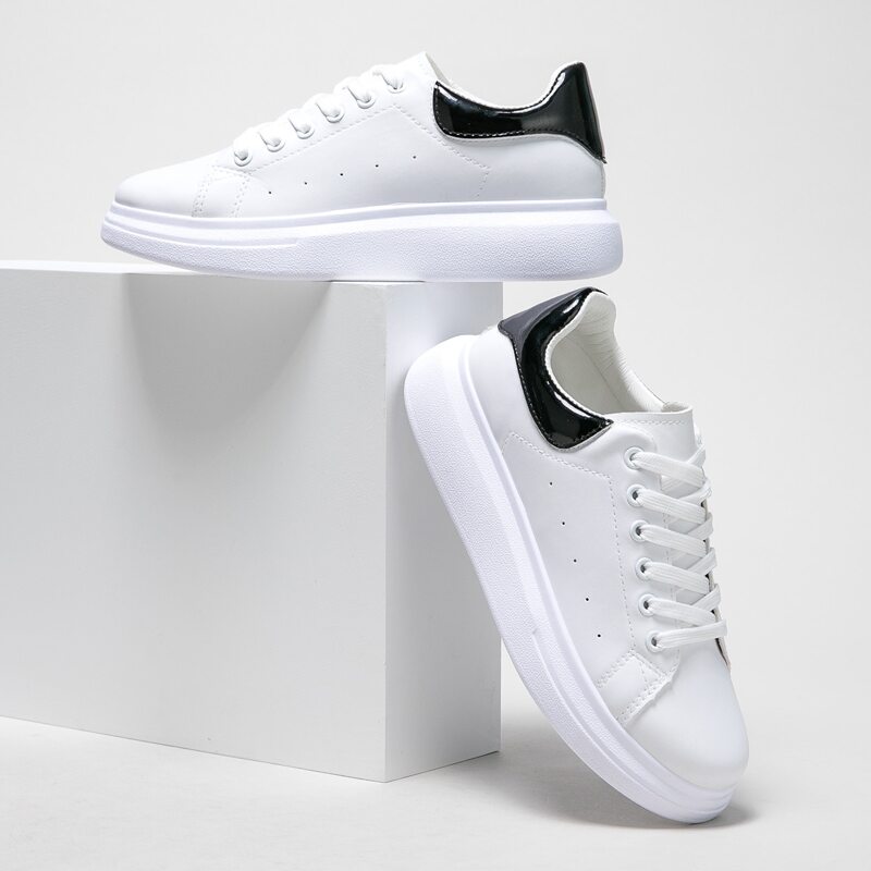 

Two Tone Lace-up Front Sneakers, Black and white