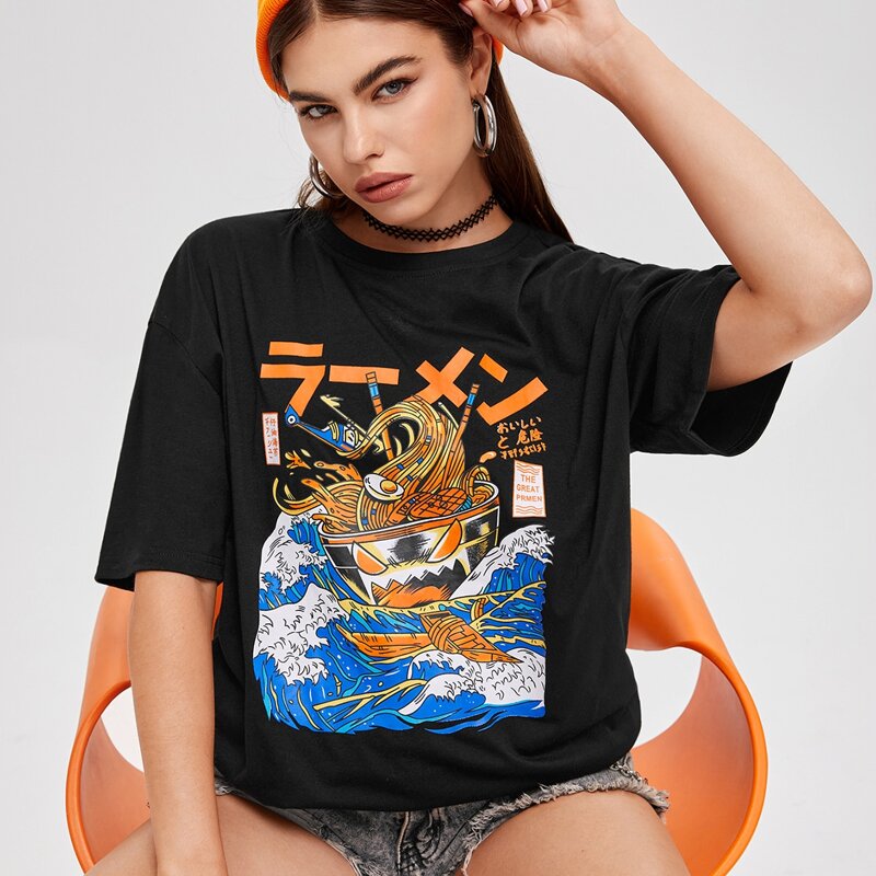 

Japanese Letter Wave Graphic Tee, Black
