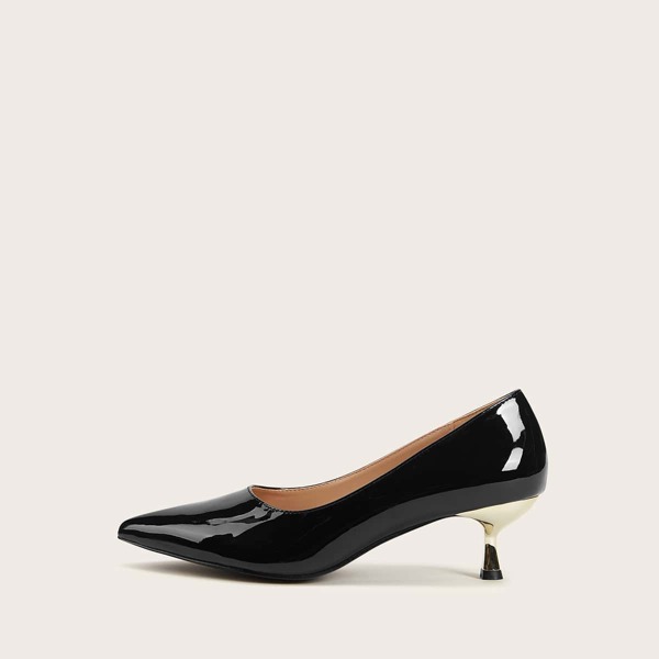 

Point Toe Patent Leather Pumps, Black