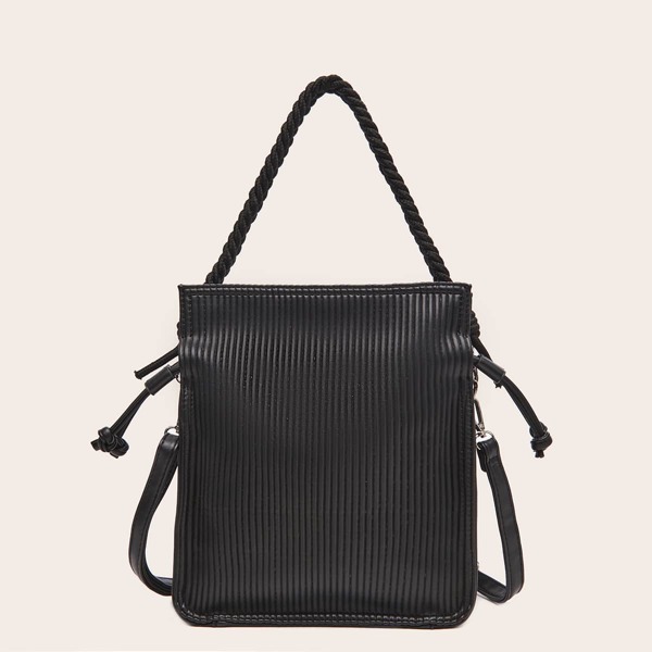 

Textured Shoulder Bag, Black